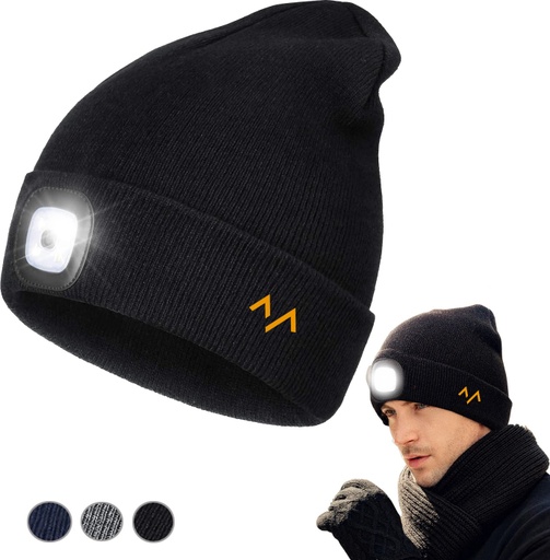 7MD Unisex Beanie Hat With Rechargeable LED Light