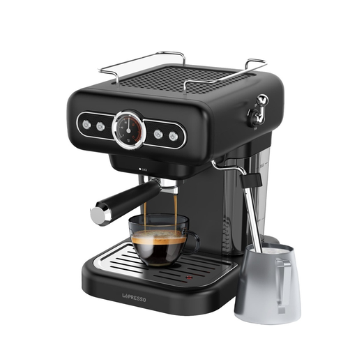 LePresso Retro Espresso Boiler Machine Gauge and Milk Steamer with 15 Bar Ulka Pump 950W Rated Power an 1.2 Liter Water Tank Capacity | LPCFFM0012 |