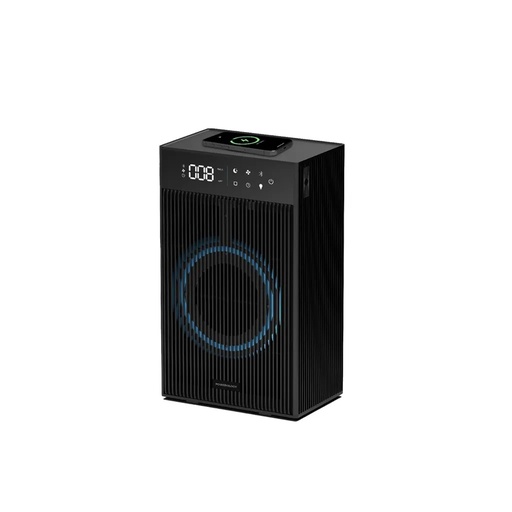 [11520] Powerology Smart Air Purifier 3 Stage HEPA Filtration PM2.5 Sensor Essential Oil Diffuser Ambient Light & 10W Wireless Charging |PAPFRBK|