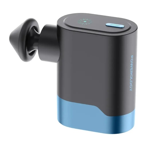 [11794] Powerology Ultra Mini Travel Massager 750 mAh Portable Muscle Relief 40 W Low Noise 4.5 Hr Runtime Type‑C Rechargeable 3 Speed 4 Massage Heads | SM011 | PSM011 |