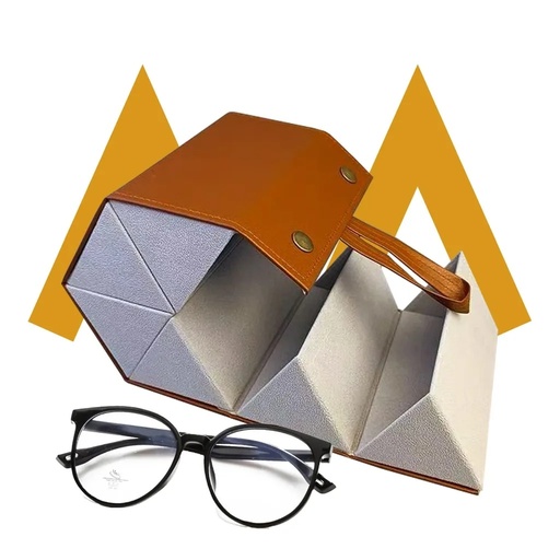 [11807] 7MD Glasses Storage Case – Portable & Foldable Wall-Hanging Design, Leather Finish, Holds up to 5 Glasses, Ideal for Travel | 7MD-SB01