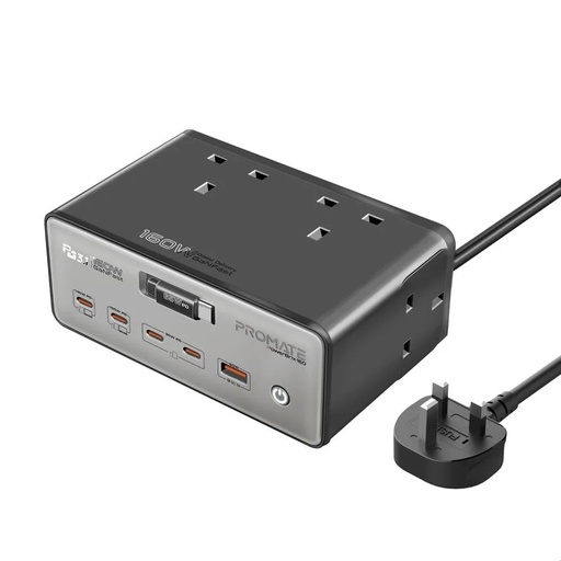 [11919] Promate 160W GaNFast™ PD 3.1 Charging Station with 3250W Quad AC Sockets | 10 in 1 Power Station | PowerBrix-160 |