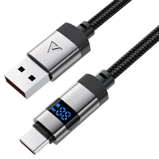 [12088] ACEFAST USB‑A to USB‑C Cable – 66W Fast Charge & Sync, 1.2m Braided Cable with LED Display | C15‑04 |