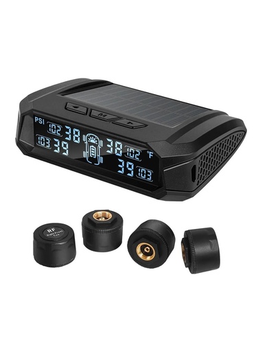 [12207] TPMS Tire Pressure Monitoring System with Solar Charging – Real-Time Pressure & Temperature Alerts