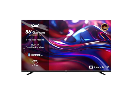 [12250] GOTO 86-Inch Frameless Smart TV with 4K UHD QLED Display, 120Hz, Official Google TV, Voice Control, Quad-Core Processor, Dolby Audio & Chromecast Built-in, | G86GQU12D120R |