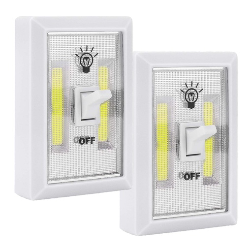 [5866] Handy Led Switch Battery Lights, Led Night Light Switch, Switch Light Battery Operated, Battery Powered Lights Switch, Closet Lights, Stick On Light 2Pack (White)